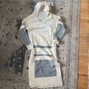 Women's Cream and Gray Hooded Sweater Dress (daily practice by Anthropologie)